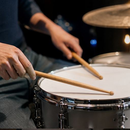Drumsticks resting over a snare