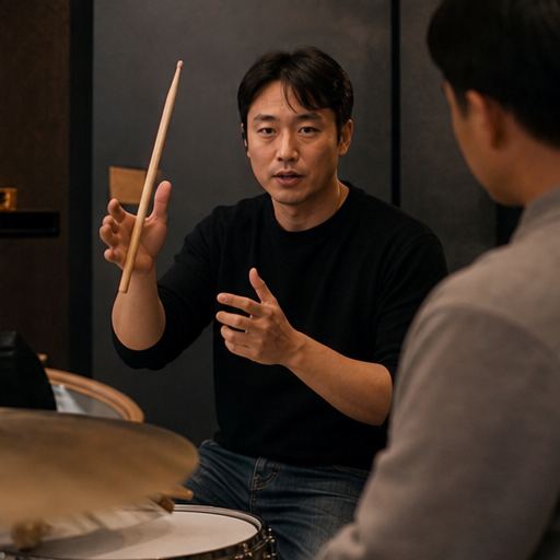 Drummer keeping time during a focused practice session